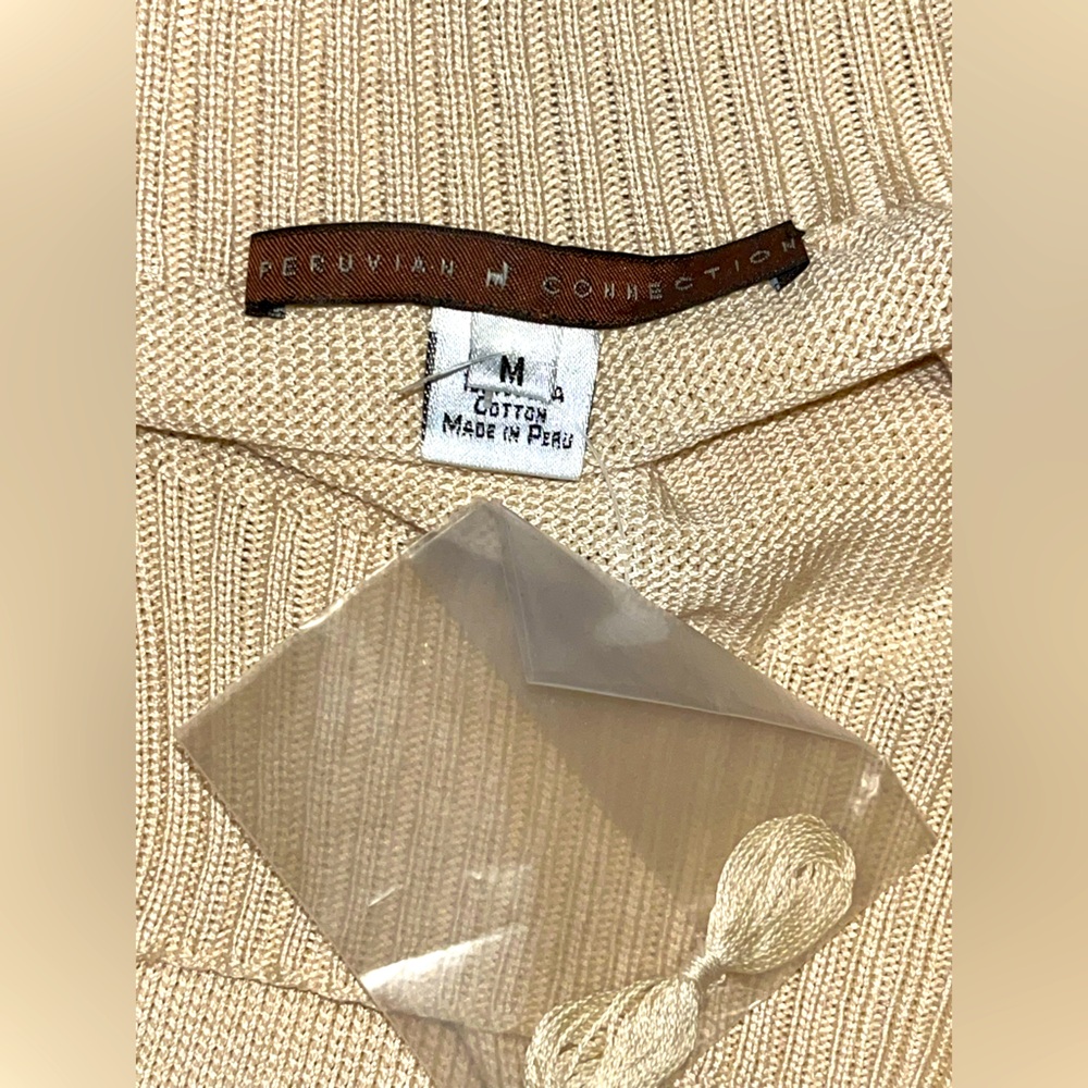 SOLD don’t buy! Peruvian Connection Pima Cotton sweater square neck medium cre - Picture 7 of 8